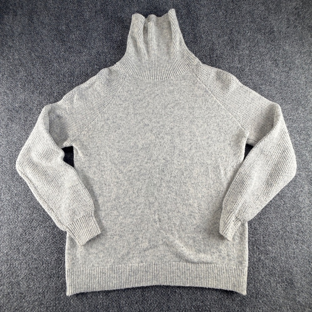 Loft Womens Gray Marl Waffle Knit Raglan Turtleneck Sweater Size M 0430